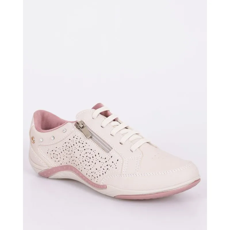 Tênis Casual Feminino Kolosh Com Brilho Bege 38