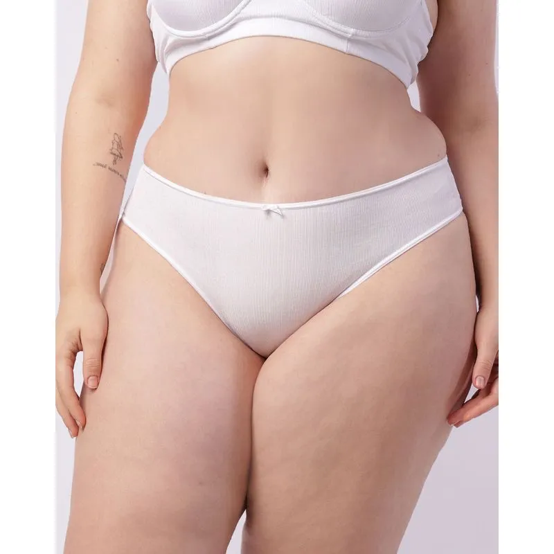 Calcinha Plus Size Feminina Biquíni com Lacinho Branca 48