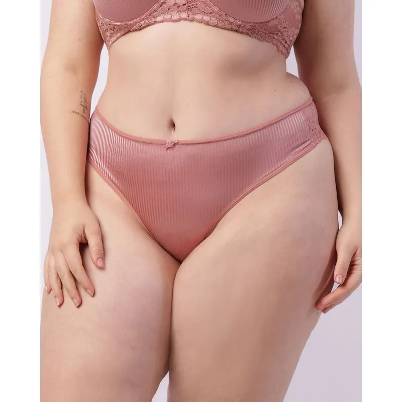 Calcinha Plus Size Feminina Biquíni Renda com Lacinho Rosa 48