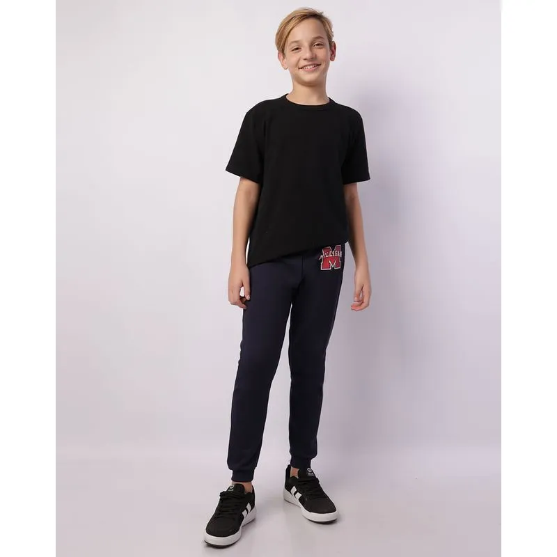 Calça Moletom Juvenil Jogger Estampa Sortida Marinho 10