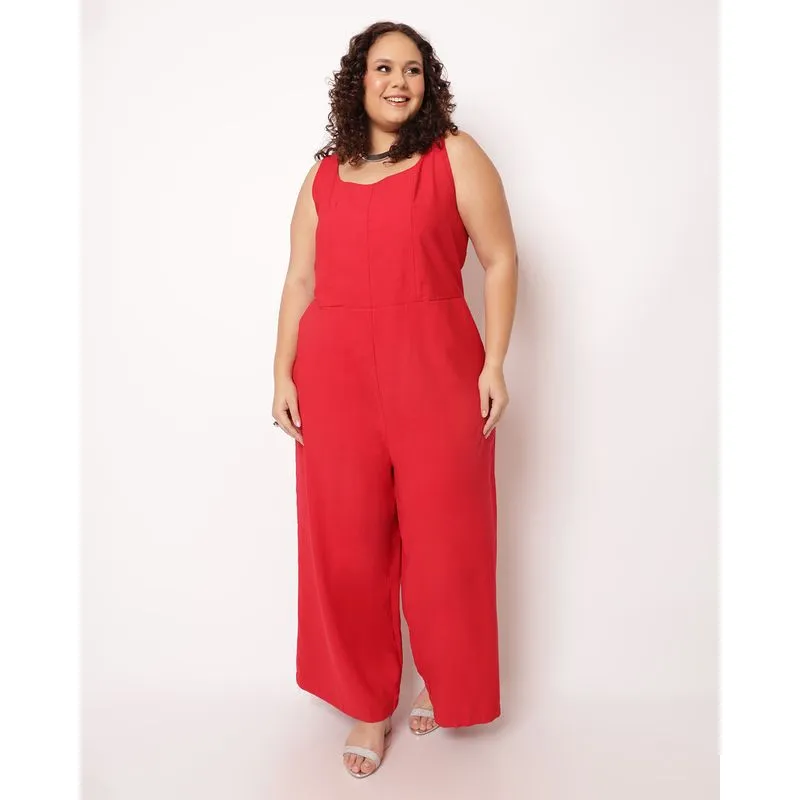 Macacão Pantalona Plus Size Feminino Berry & Co. Vermelho G2