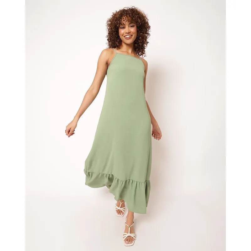 Vestido Feminino Longo Berry & Co. Texturizado Alcinha Verde GG