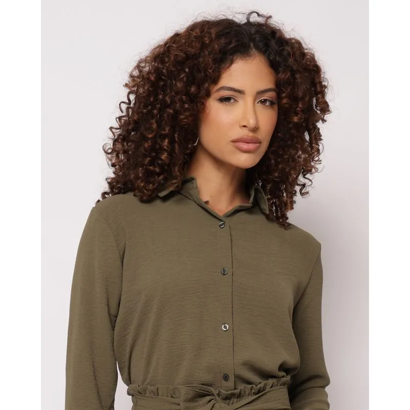 Camisa Feminina Berry & Co. Manga Longa Lisa Verde G