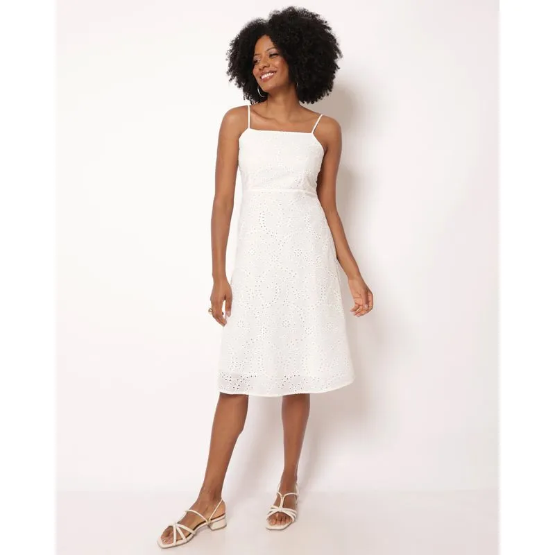 Vestido Feminino Curto Berry & Co. Algodão Laise Alcinha Branco M