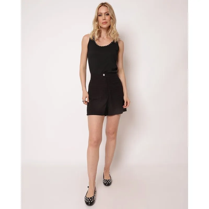 Short Feminino Berry & Co. Jacquard Preto M
