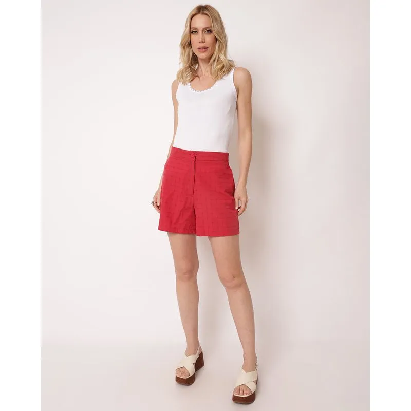Short Feminino Berry & Co. Jacquard Vermelho P
