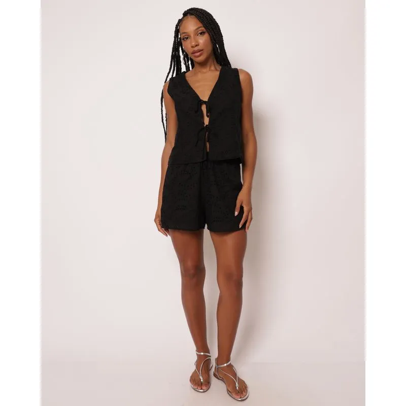Short Feminino Berry & Co. Laise com Elástico Preto PP