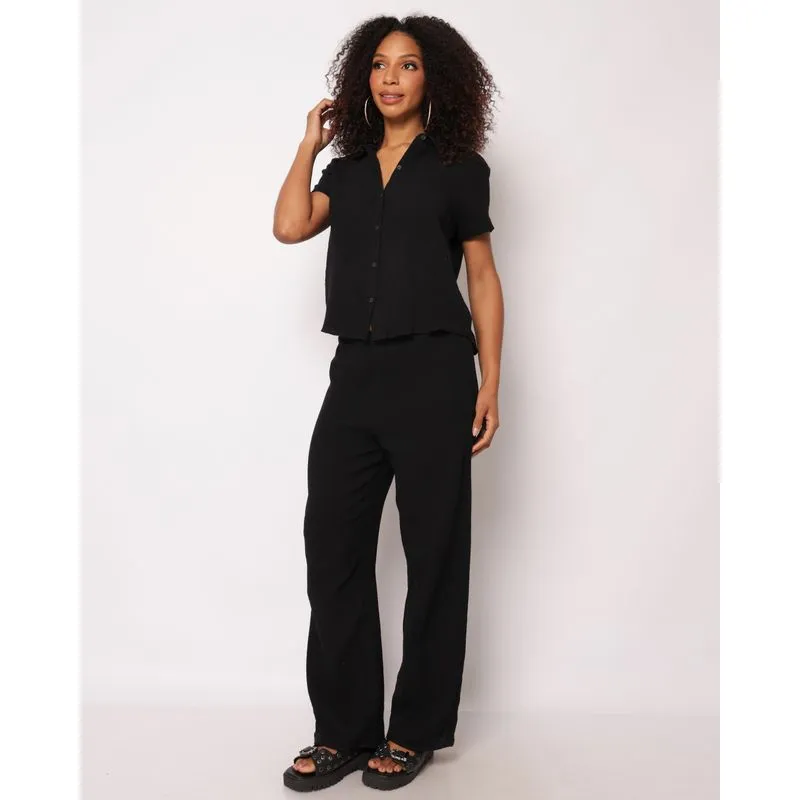 Calça Feminina Berry & Co. Reta Algodão Preta GG