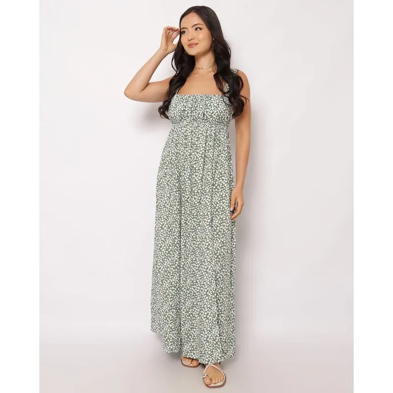Vestido Feminino Longo Berry & Co.Viscose Alcinha Costas Aberta Verde M