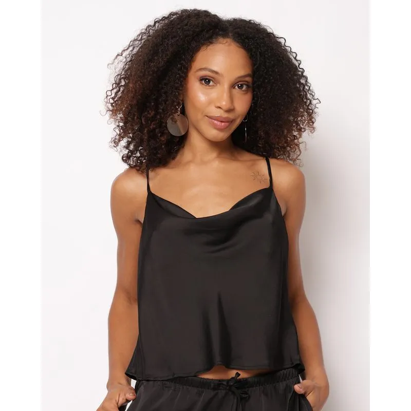 Blusa Feminina Berry & Co. Alcinhas Texturizada Preta M