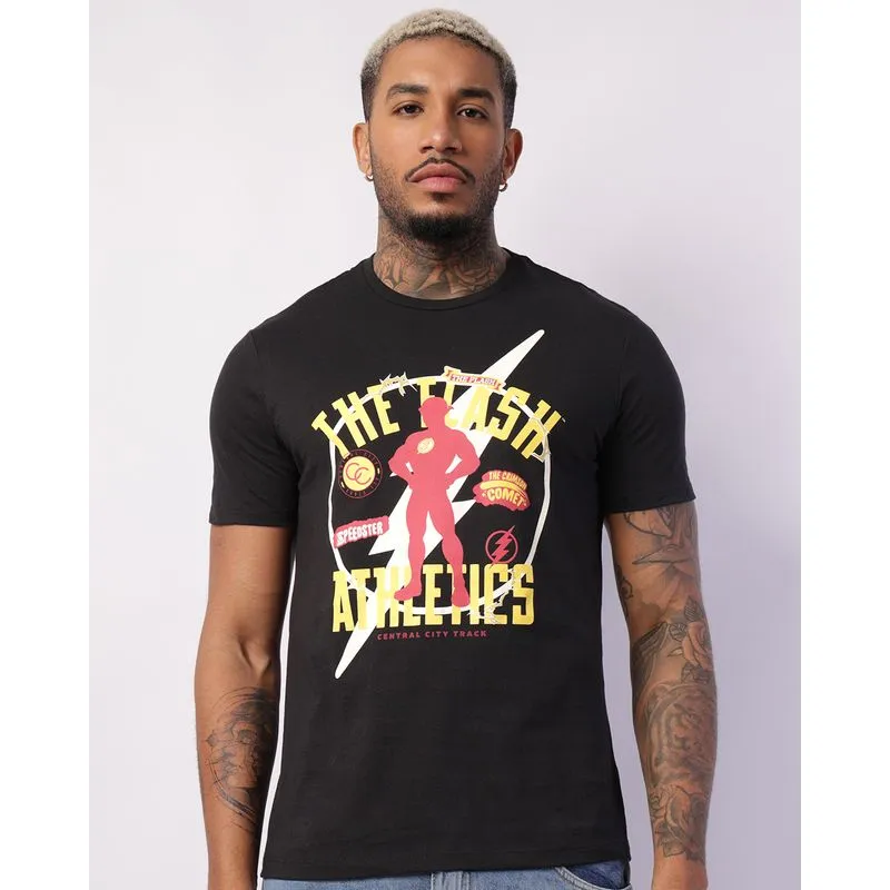 Camiseta Masculina DC Comics Flash Manga Curta Preta P