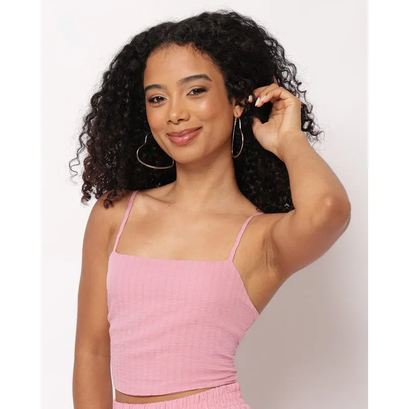 Blusa Feminina Berry & Co. Cropped Alcinha Amarração Rosa P