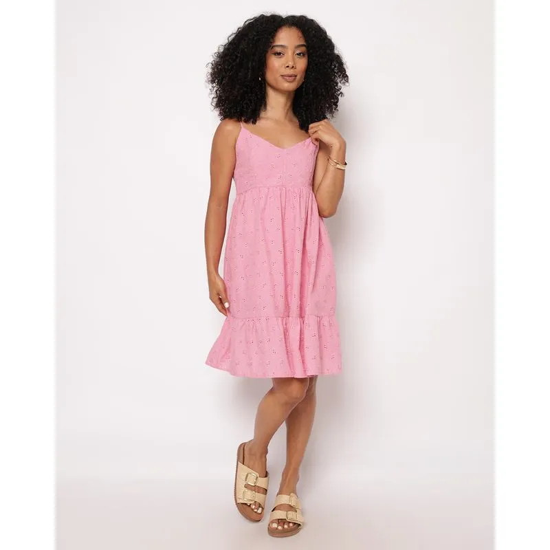 Vestido Feminino Curto Berry & Co. Algodão Laise com Alcinha Rosa PP