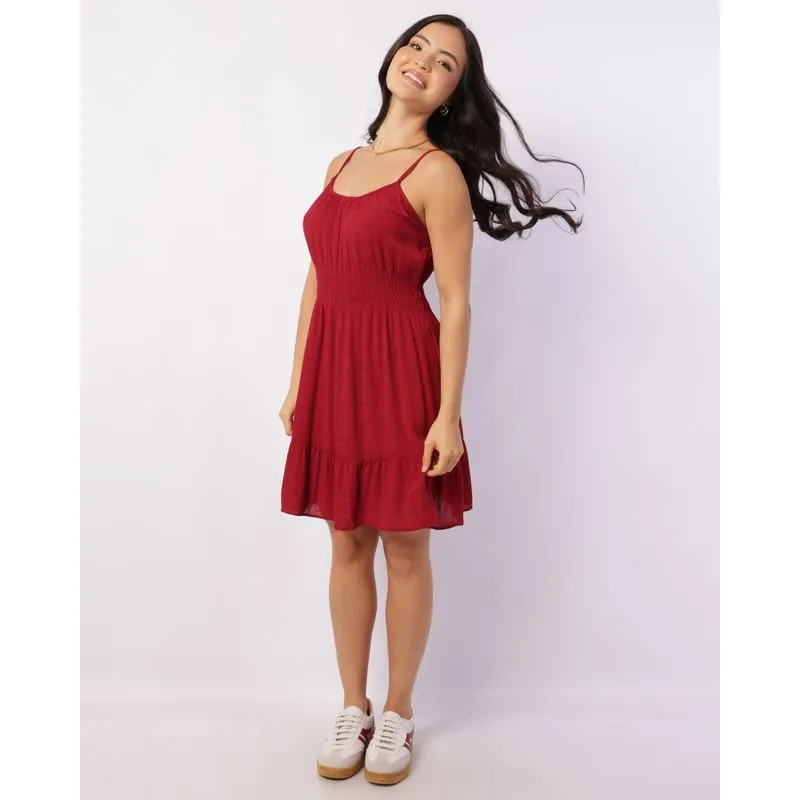 Vestido Feminino Berry & Co. Curto Viscose com Lastex Vinho M