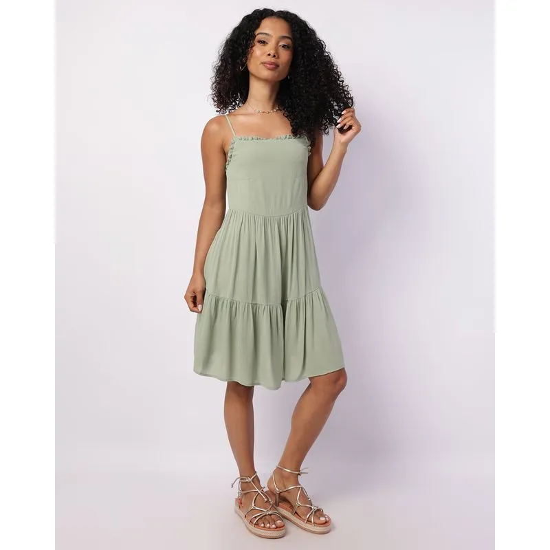 Vestido Feminino Berry & Co. Curto Viscose com Alcinha Verde G