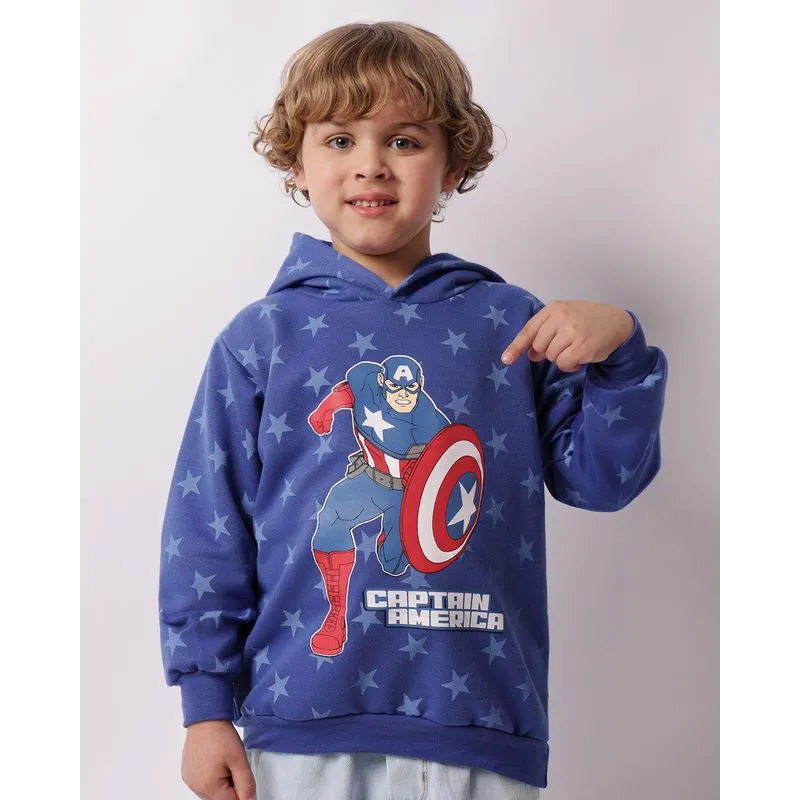 Blusão Moletom Infantil Marvel Capitão América Azul 6