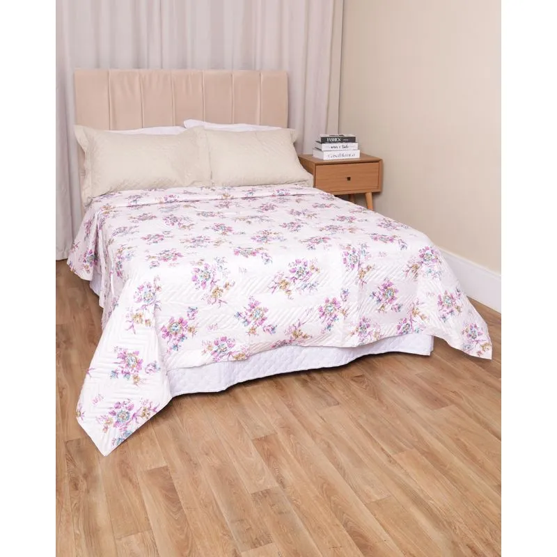 Colcha Avulsa Casal Arte & Cazza 1,80mX2,15m Estampada Lilás UN