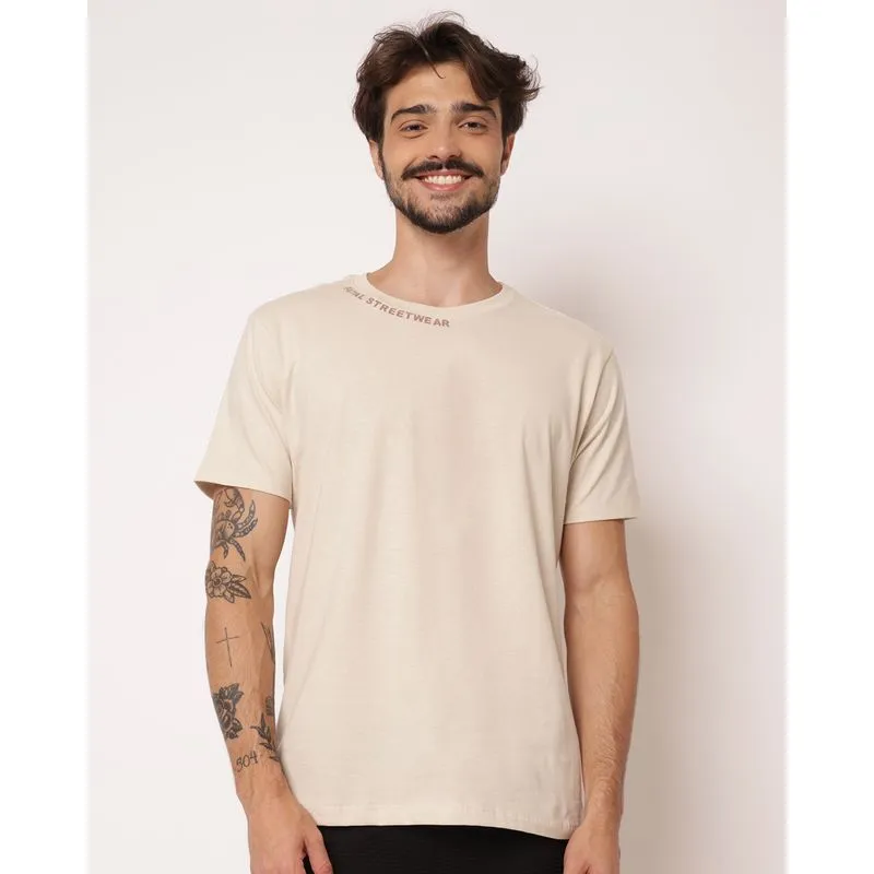 Camiseta Masculina Fatal Algodão com Estampa Bege M