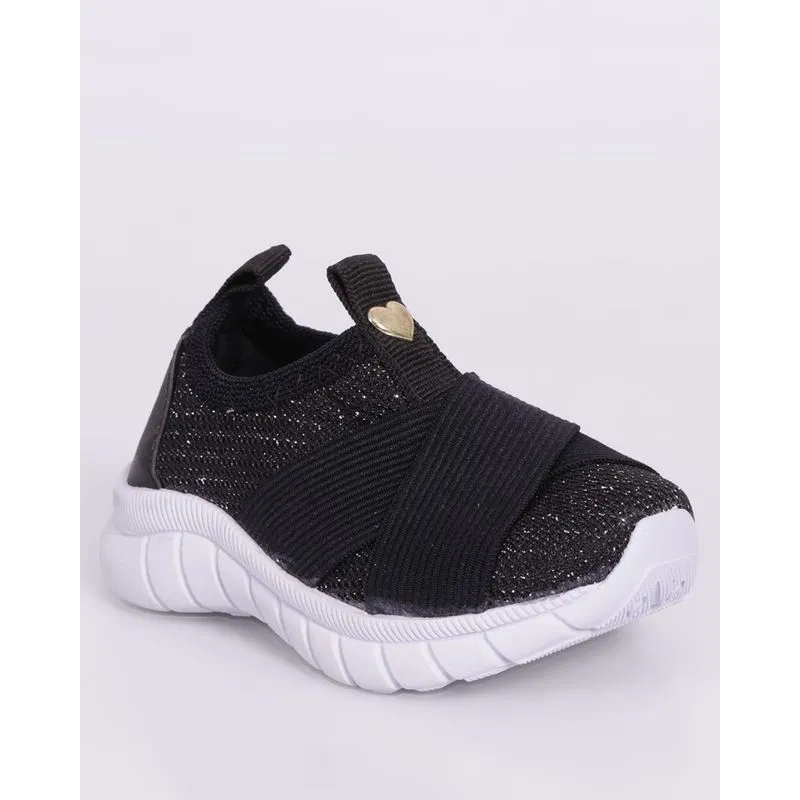 Tênis Bebê Casual Nayarinha Slip On Glitter Preto 20