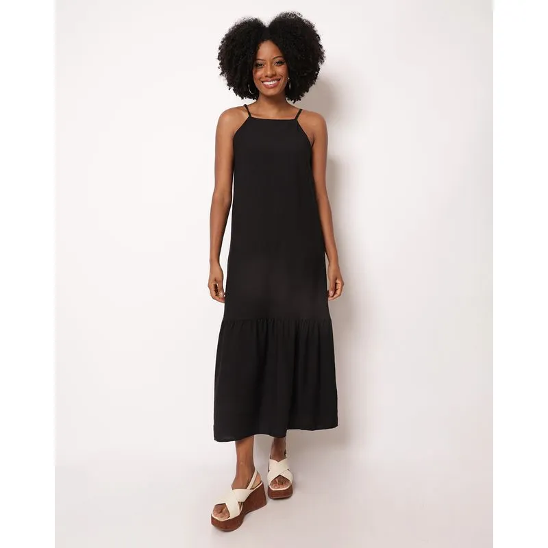 Vestido Feminino Midi Alcinha Donatta Preto P