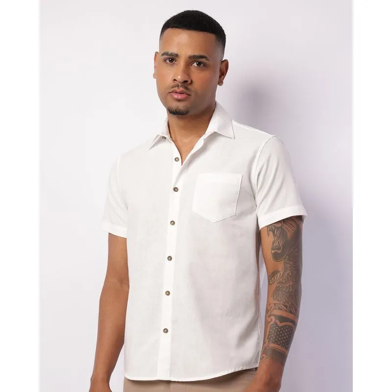 Camisa Masculina Viscolinho Manga Curta Branca M