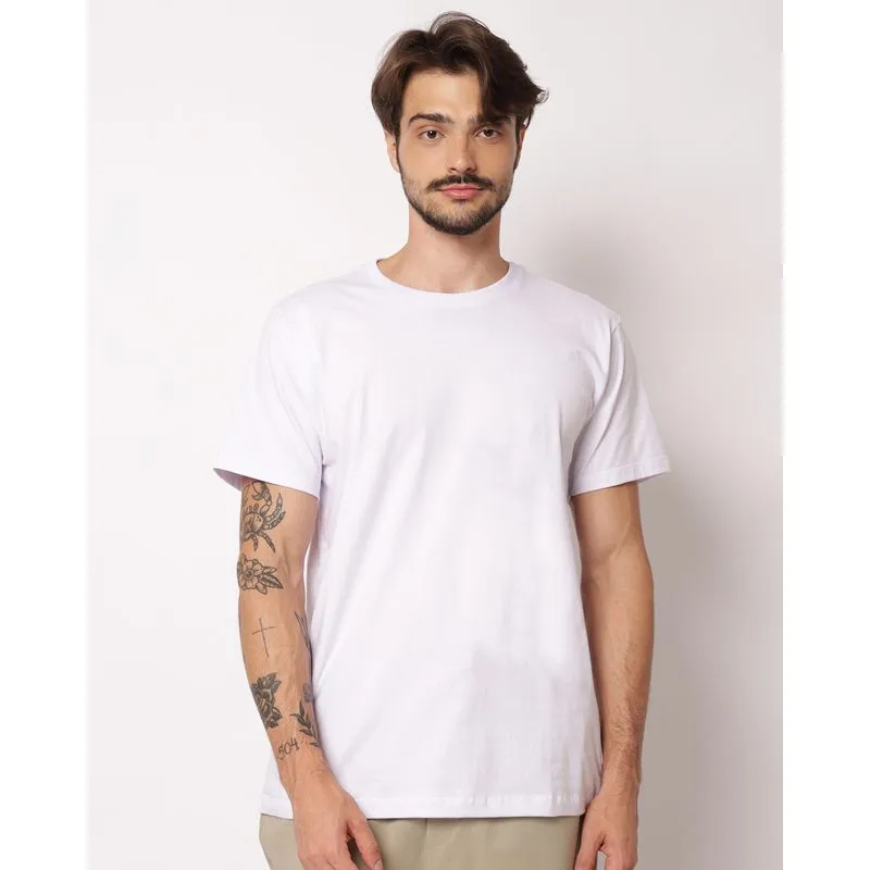 Camiseta Masculina Algodão Básica Manga Curta Branca GG