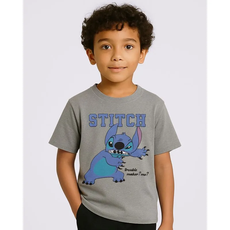 Camiseta Infantil Disney Stitch Algodão com Estampa Cinza 10