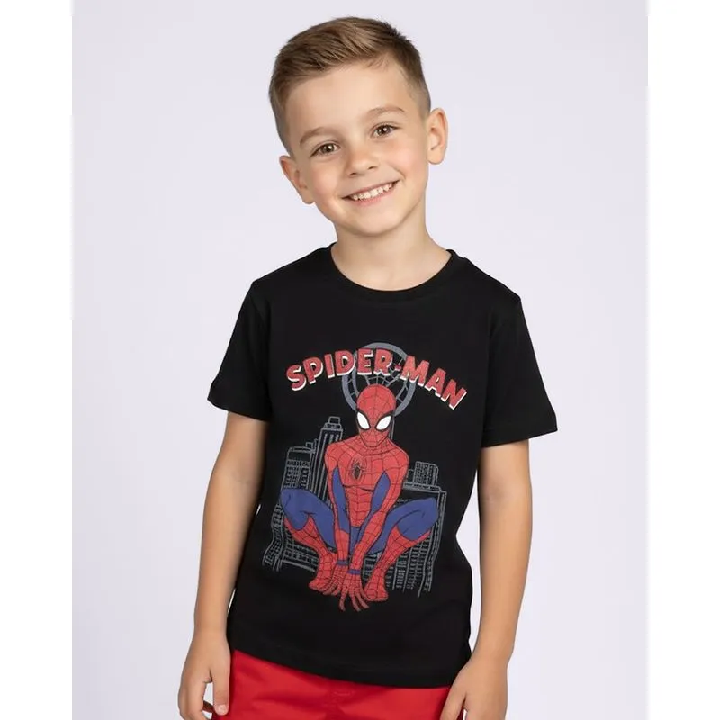 Camiseta Infantil Algodão Marvel Homem Aranha Manga Curta Preta 6
