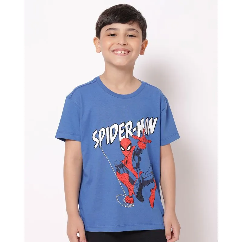 Camiseta Infantil Algodão Marvel Homem Aranha Manga Curta Azul 12