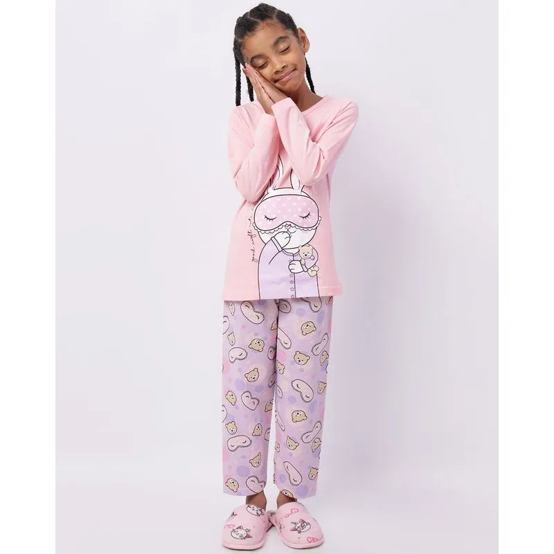 Pijama Infantil Longo Estampa Coelhinho Rosa 4