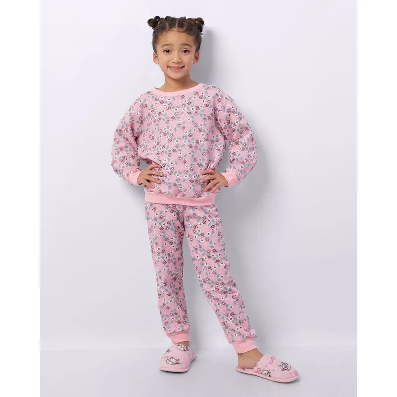 Pijama Infantil Longo Moletinho Estampa Florzinhas Rosa 8