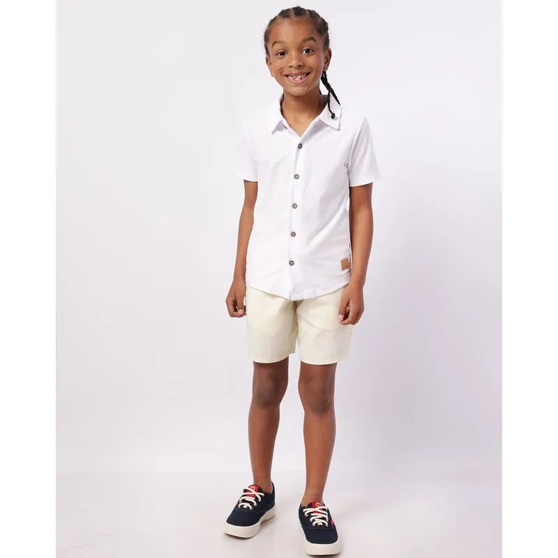Bermuda Infantil Reta com Bolsos Listrada Amarela 6