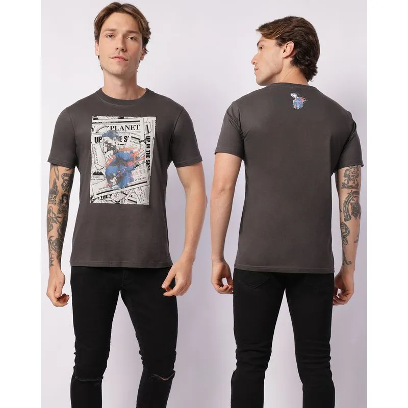 Camiseta Masculina DC Comics Super Homem Algodão com Estampa Cinza M