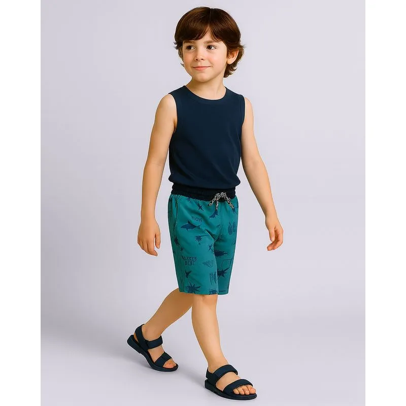 Bermuda Infantil Estampa Tropical Verde 8