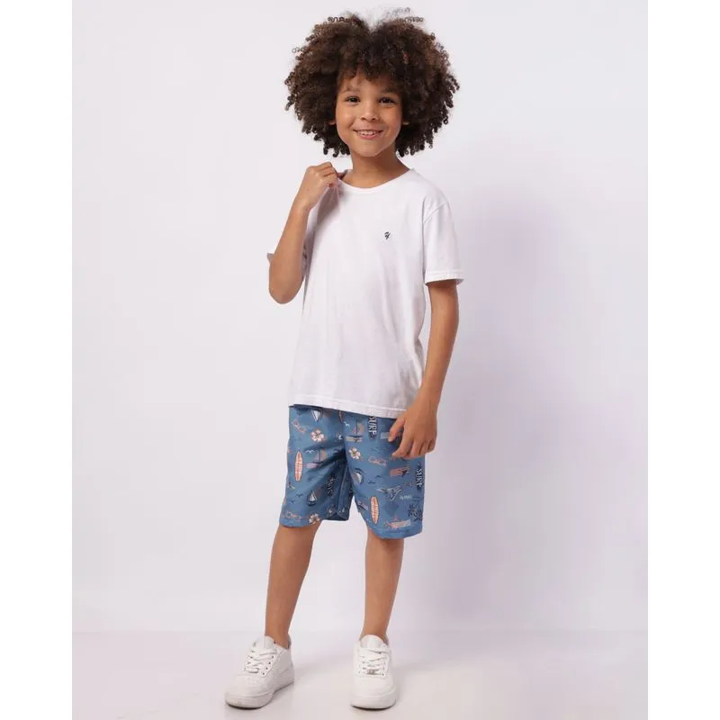 Bermuda Infantil Estampada Tropical Azul 8