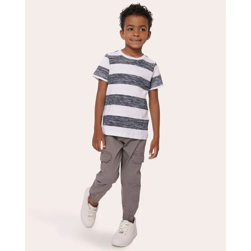 Calça Sarja Infantil Jogger Cargo Cinza 6