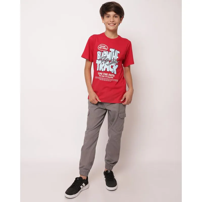 Calça Sarja Juvenil Jogger com Bolsos Cargo Cinza 16