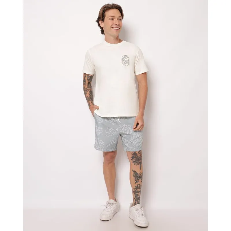 Bermuda Surf Masculina Microfibra Estampa Folhagem Verde GG
