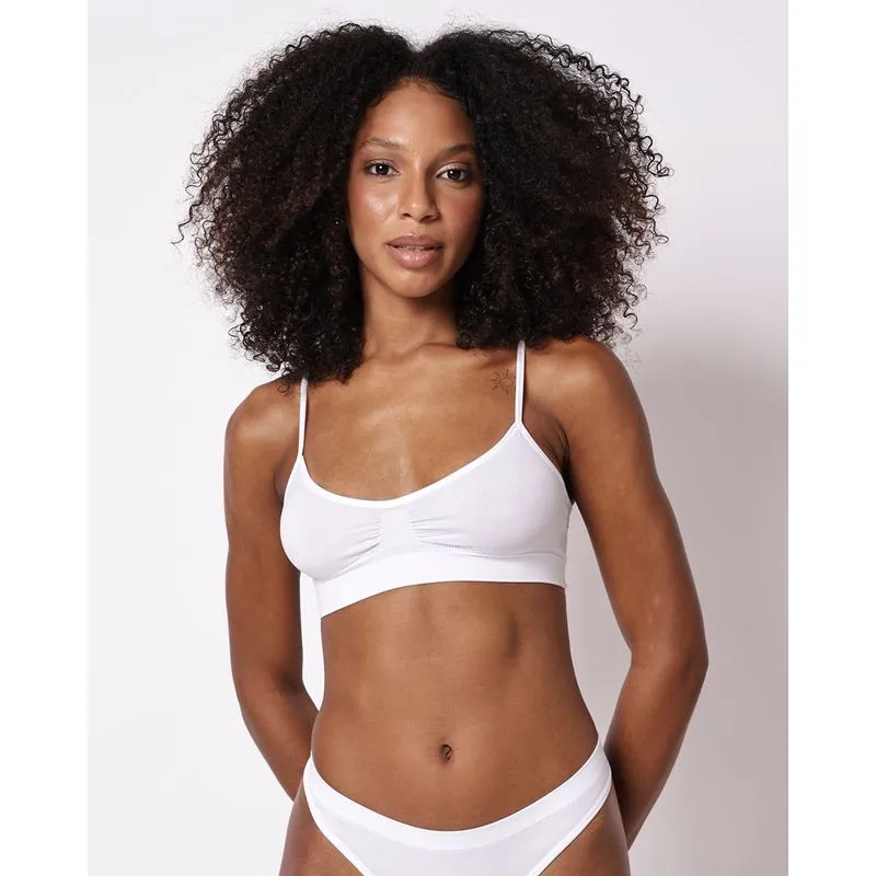 Sutiã Top Feminino Sem Costura Branco M