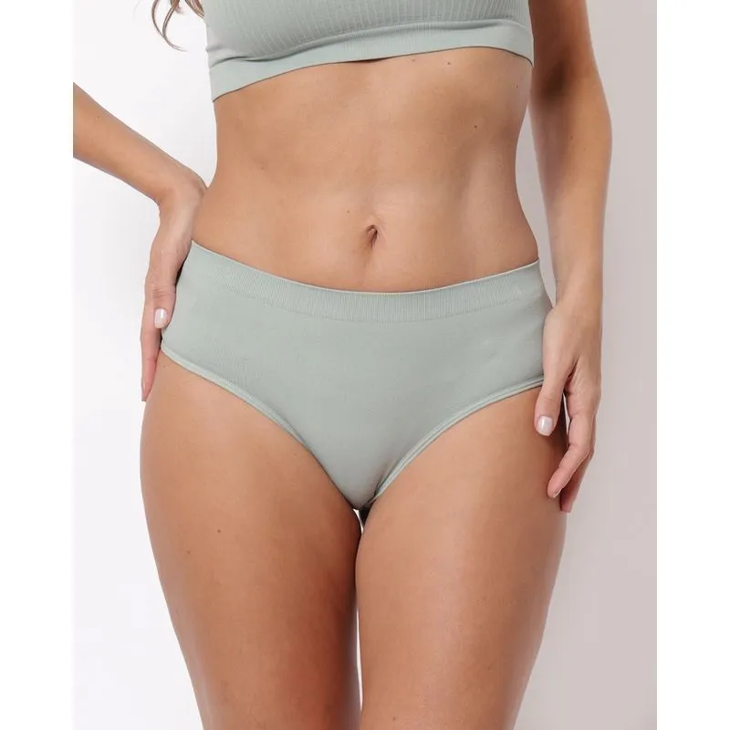 Calcinha Feminina Canelada Cintura Alta Verde M