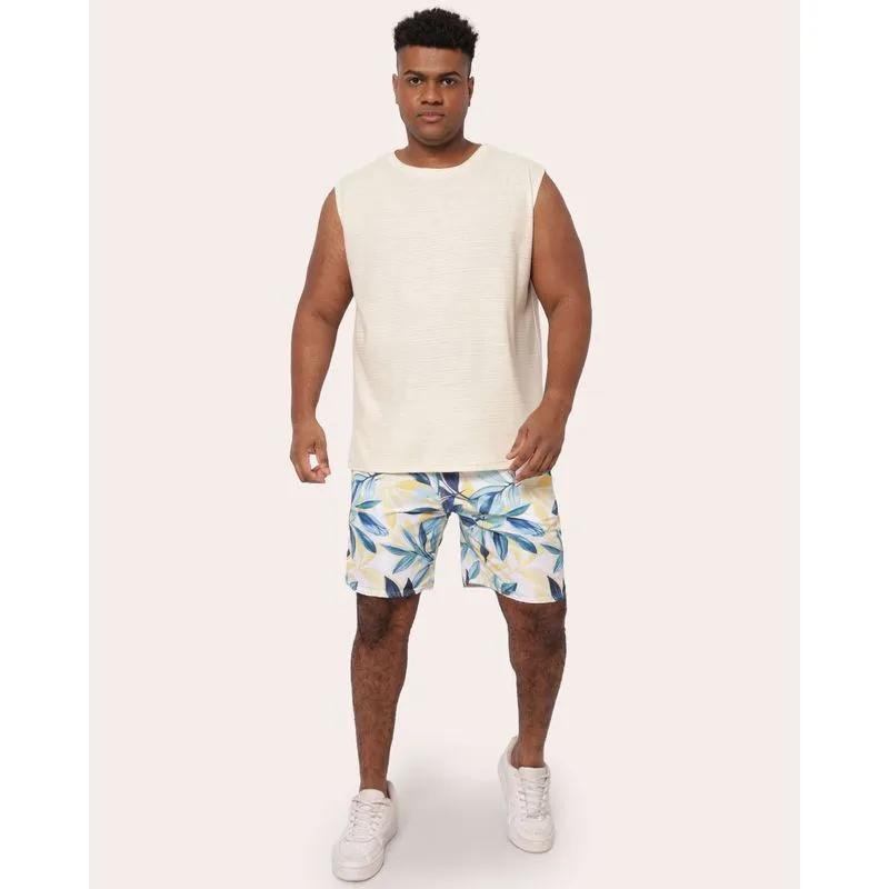 Bermuda Surf Plus Size Masculina com Bolsos Estampada Branca G2