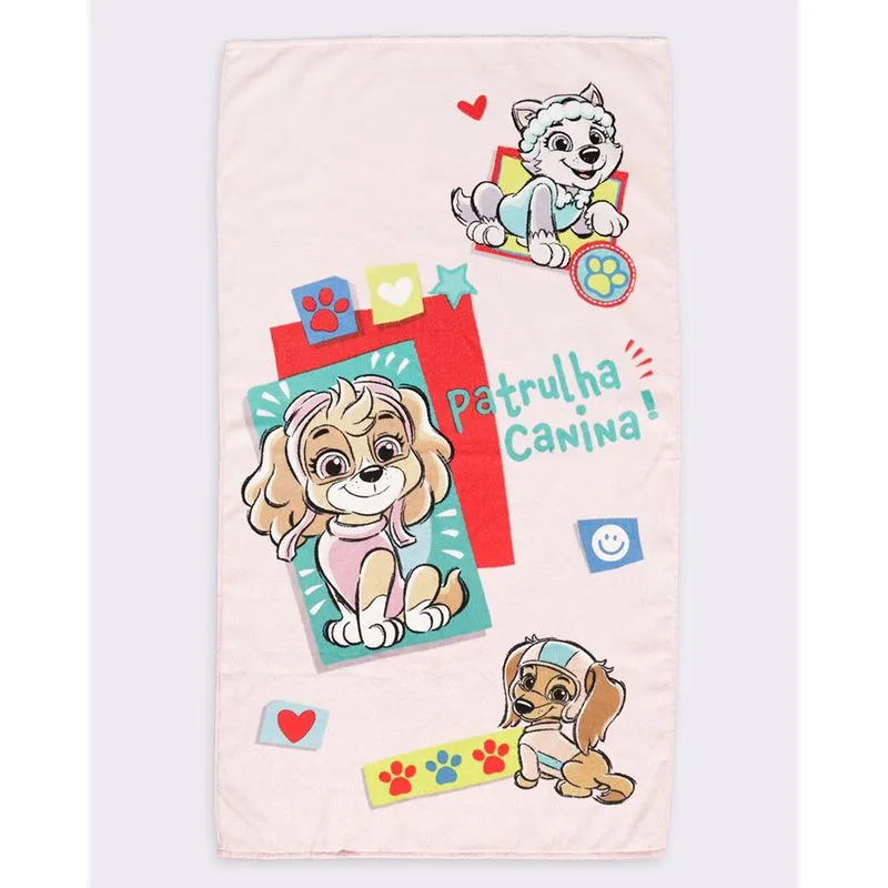 Toalha de Banho Infantil 70cm x 130cm Patrulha Canina Rosa UN
