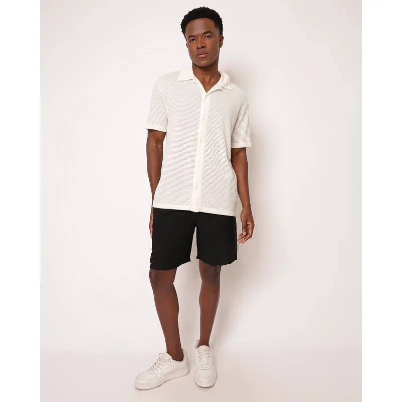 Bermuda Masculina Reta Poliviscose com Bolsos Preta P