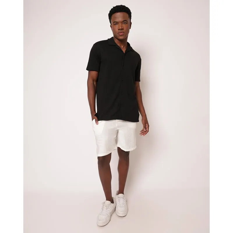 Bermuda Masculina Reta Poliviscose com Bolsos Off White XG