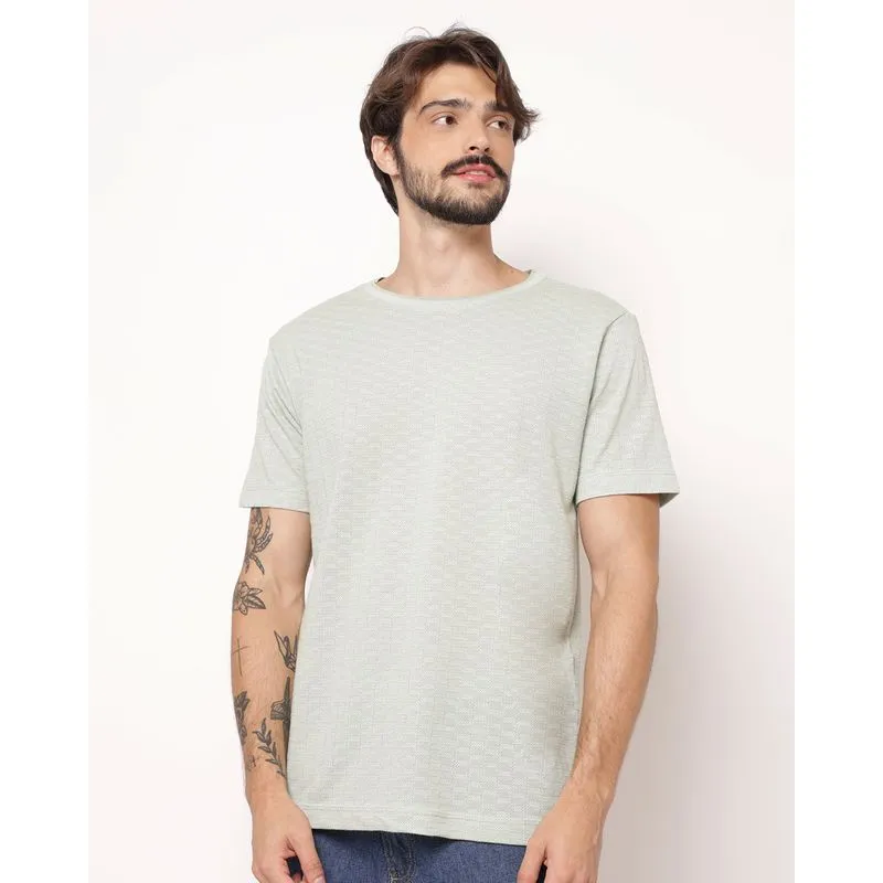 Camiseta Masculina Tricô Jacquard Manga Curta Verde GG