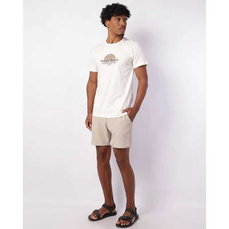 Bermuda Surf Masculina Reta com Bolsos Cordão Bege P