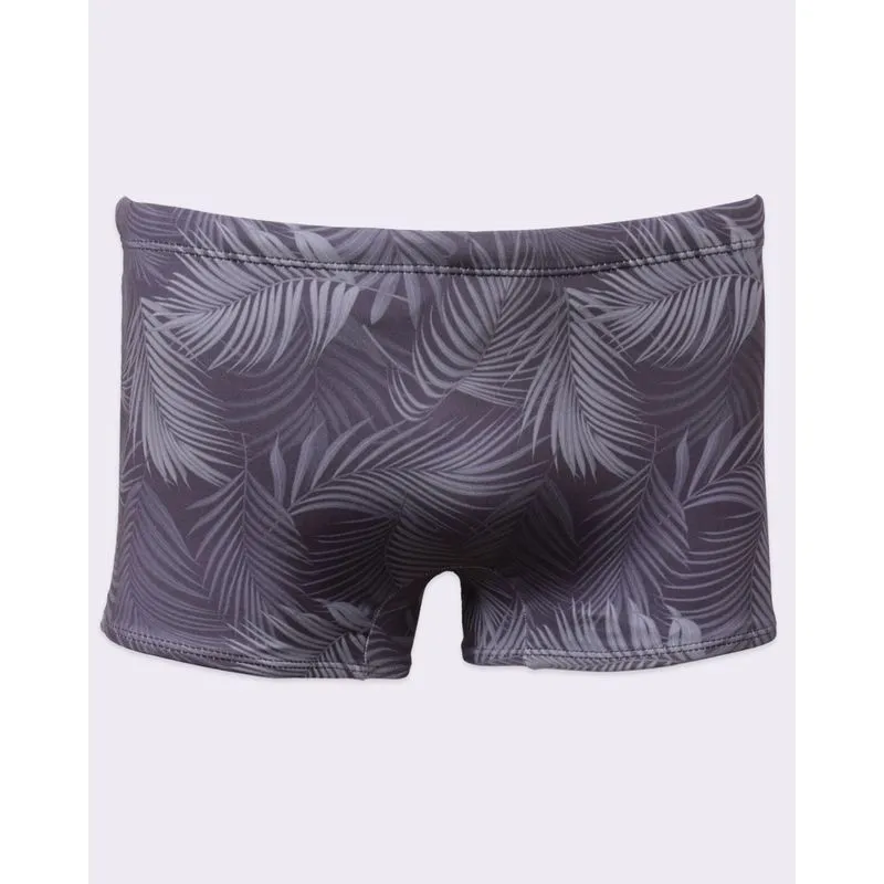 Sunga Box Masculina Estampada Folhas Cinza GG