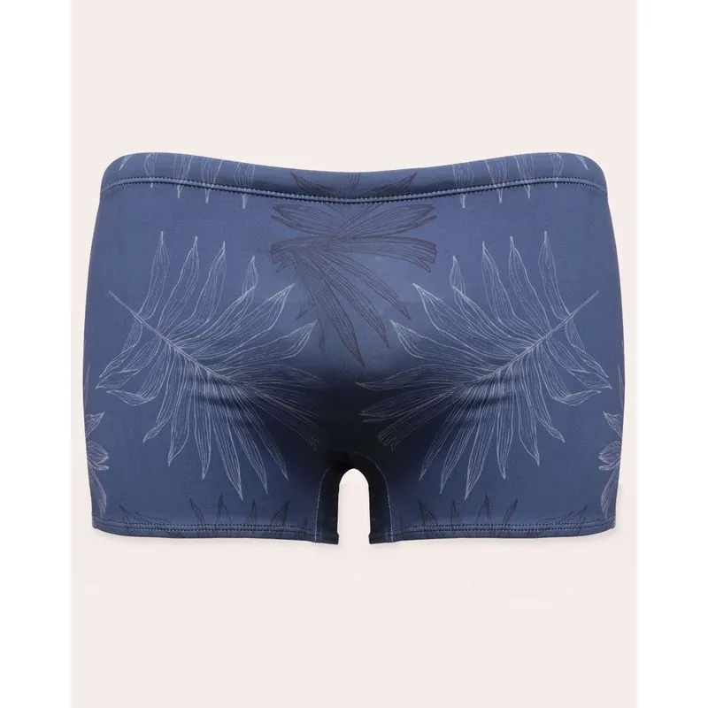 Sunga Box Plus Size Masculina Estampada Folhas Marinho G2