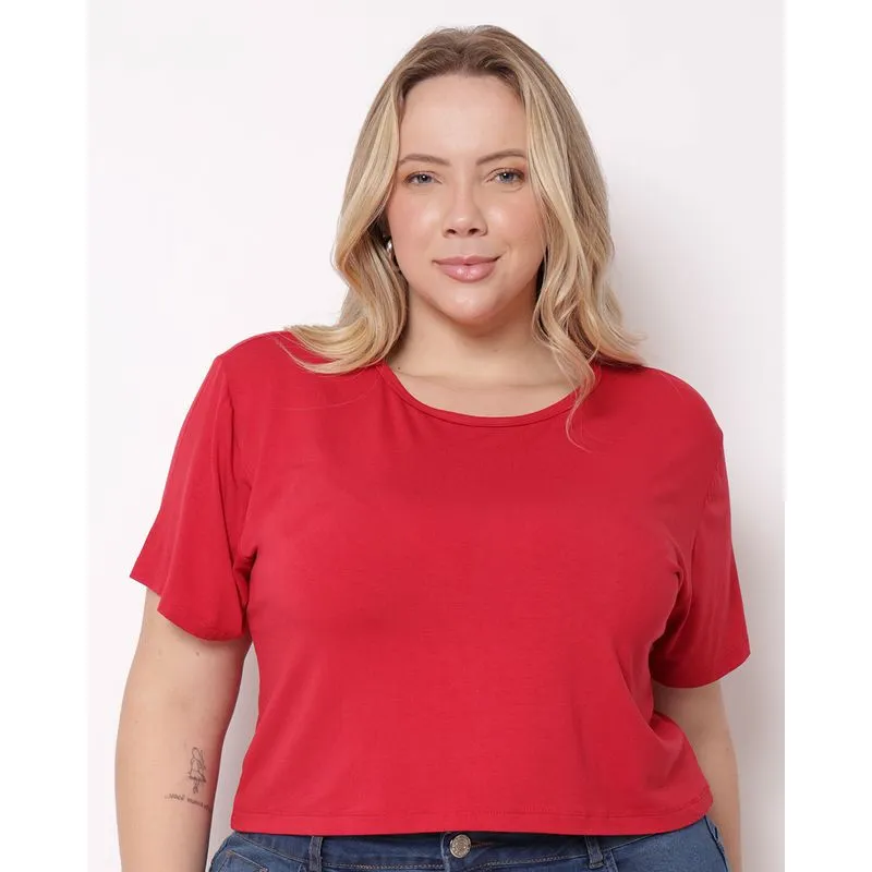 Blusa Feminina Plus Size Lisa Manga Curta Vermelha G4