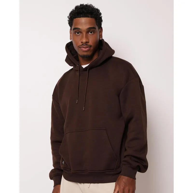 Blusão Moletom Masculino Oversized com Capuz Marrom GG